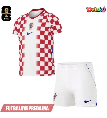 Lacne Dětský Futbalové dres Chorvátsko MS 2026 Krátky Rukáv - Domáci (+ trenírky)